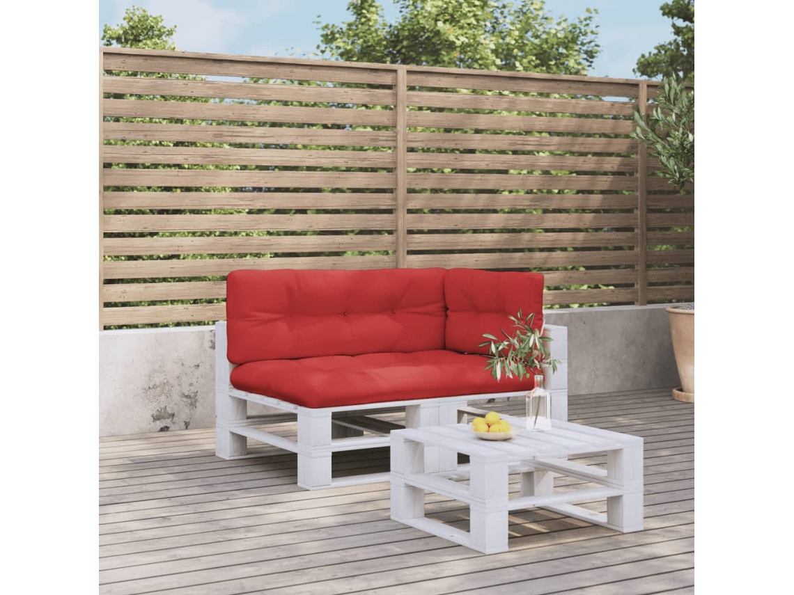 Vidaxl Almofadões De Paletes 3 Pcs Tecido Vermelho