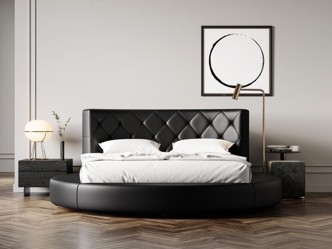 Cama VENTE-UNIQUE.PT Claudian (Preto - 140x190 cm)