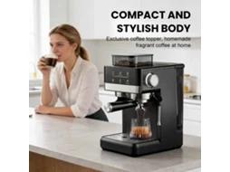 Máquina De Café Espresso Automática Com Moedor Integrado, Vaporizador 360°, Sistema Pré-infusão, Tanque Removível, Design Compacto Preto