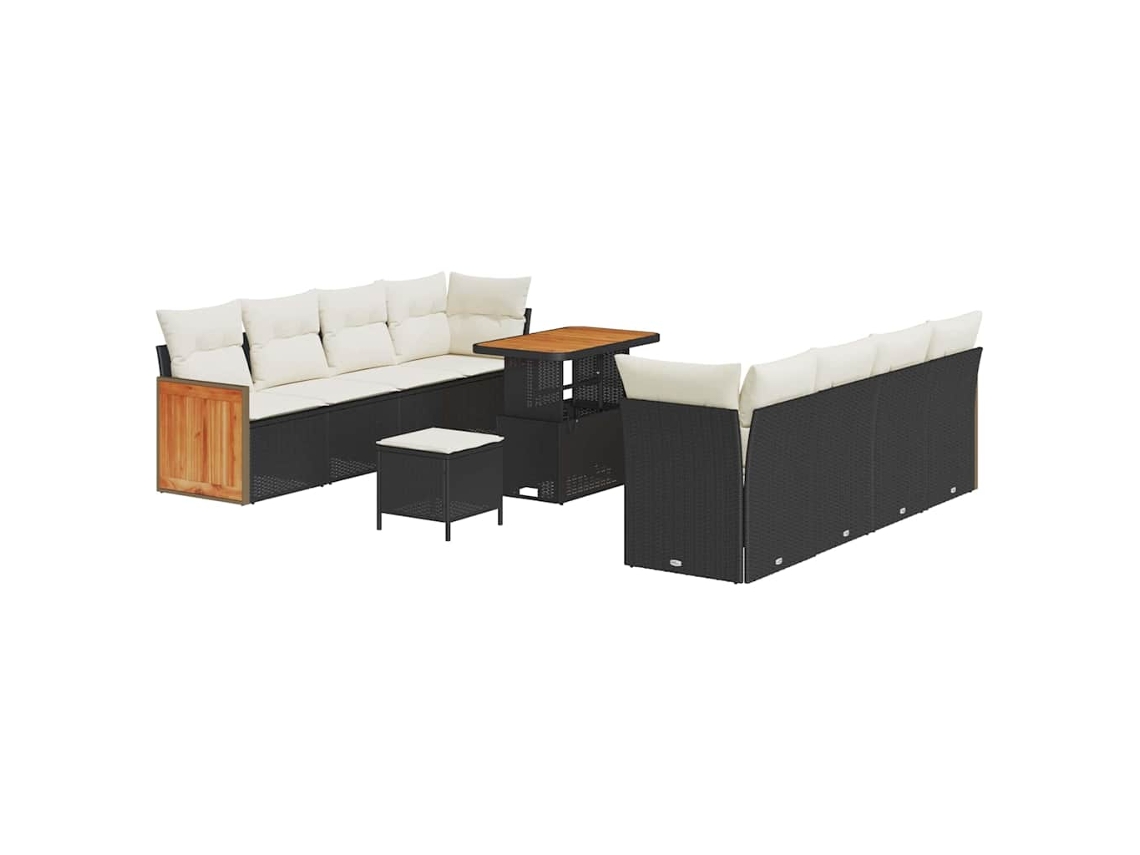 Maison Exclusive - Conjunto De Sofá De Jardim 12 Pcs Preto E Creme Vime Pe
