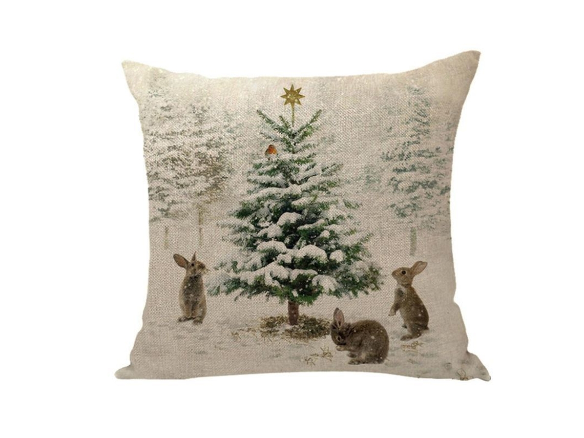 Funda De Almohada Navideña 2025 Con Impresión Exquisita 45x45cm Tela Suave Lavable