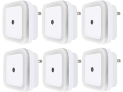 Conjunto de 6 Luzes Noturnas com Plugue, Luzes Noturnas de Led com Sensor Crepuscular Automático para Crianças e Adultos, Brancas BRILVIBERA