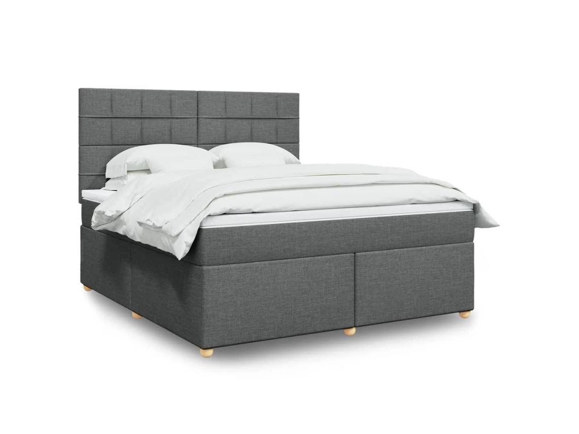 Vidaxl Cama Com Molas/colchão 180x200 Cm Tecido Cinzento-escuro