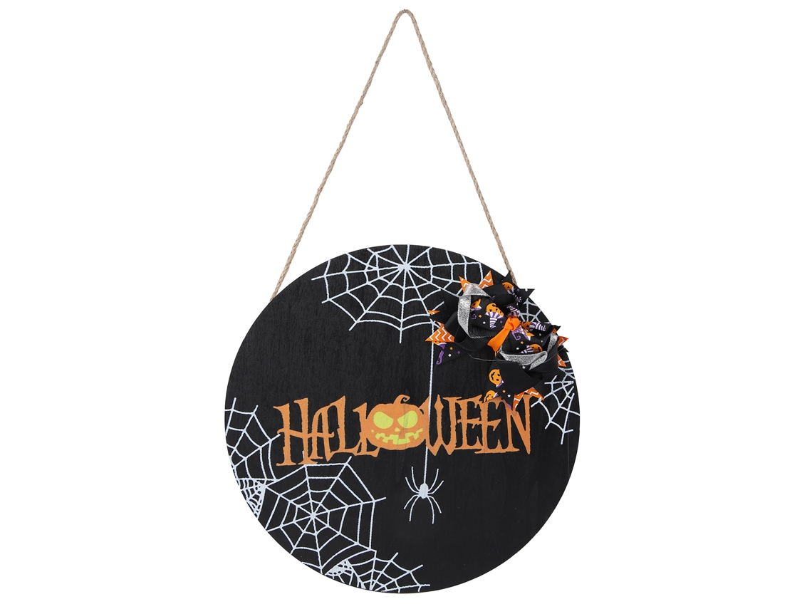 Placa de Boas-vindas com Teia de Aranha, Madeira, Halloween e Reuniões LAXISCREED