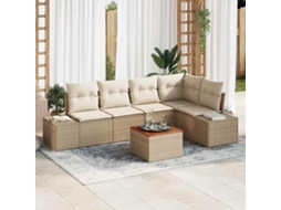 Vidaxl Conjunto De Sofá De Jardim 6 Unid. Bege Vime Pe