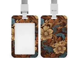Conjunto de Porta Crachás Florais Ornamentados com Cordão, À Prova D Água, Porta Crachá, Prendedor De Cartão