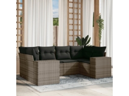 Pcs Conjunto Sofás De Jardim Com Almofadões Vime Cinza Dkd Home Decor