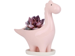 Vaso De Cerâmica Para Suculentas Com Prato, Forma De Dinossauro, Mini Vaso Para Plantas Interiores (rosa)