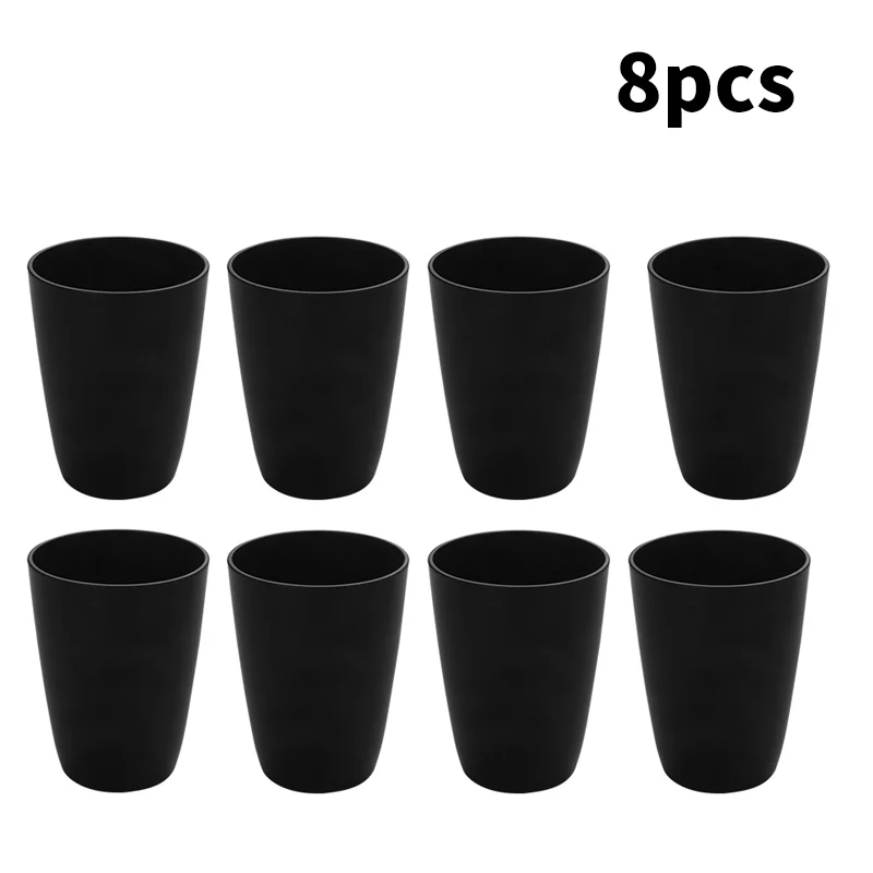 (conjunto De 8 Peças Pretas) Copos De Água Reutilizáveis Em Plástico Preto, Adequados Para Diversos Locais.