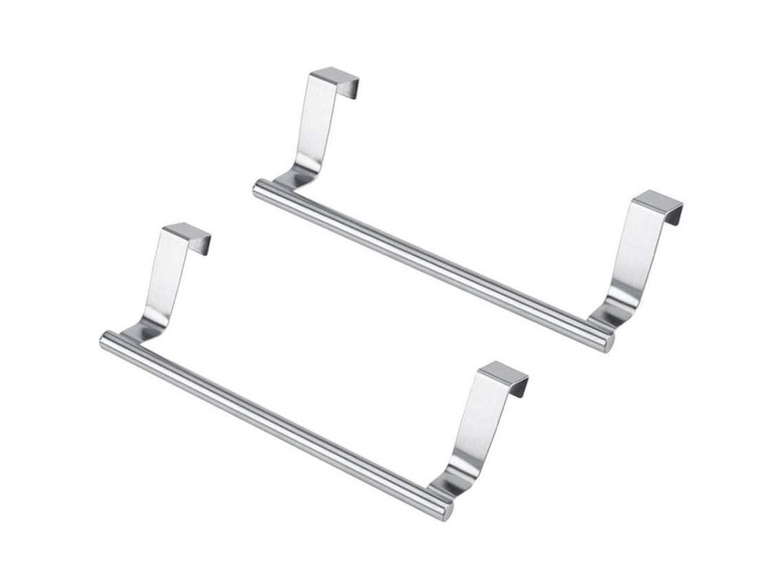 Suporte de toalha LINJOU multifuncional para porta de armário ou gaveta, prata