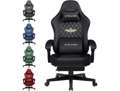 Cadeira Ergonómica para Jogos em Tecido Cadeira GTPLAYER para PC, Capacidade de Carga de 150 kg,Preto