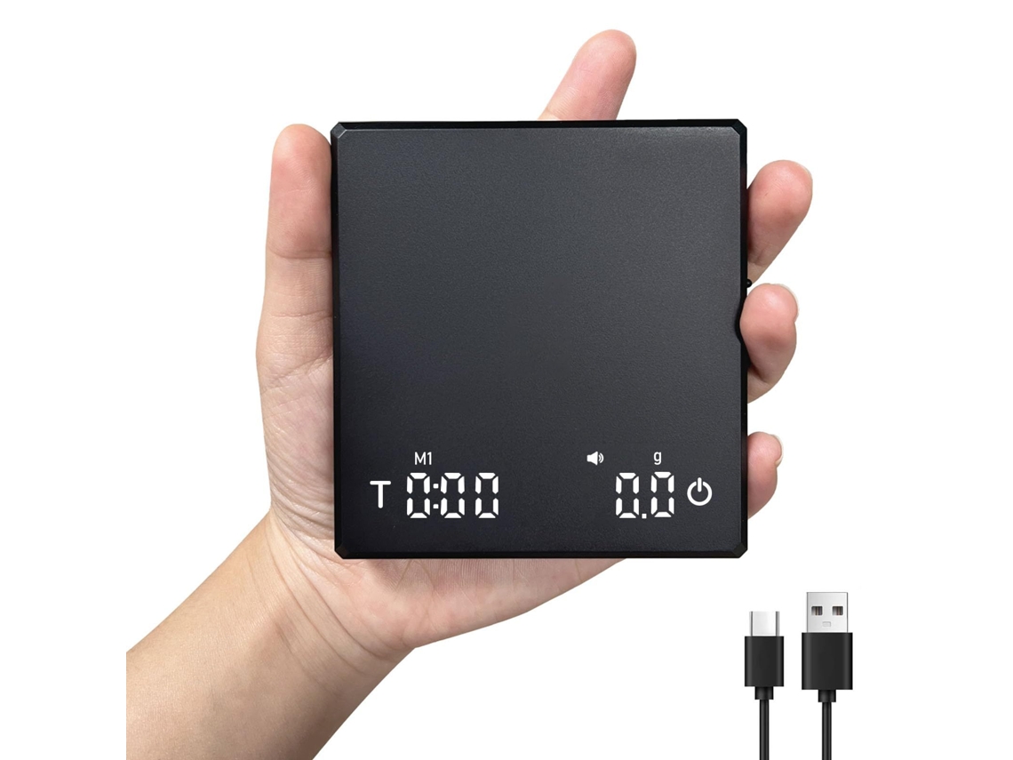 Mini Balança De Café Com Função De Temporizador Automático, Recarregável, Com Precisão De 2kg X 0.1g pretoczhhmart