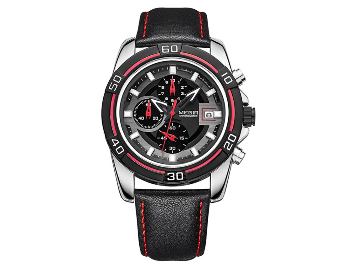 Reloj De Pulsera Megir Multifuncional Moda Simple Cuarzo (caja Blanca, Esfera Negra)