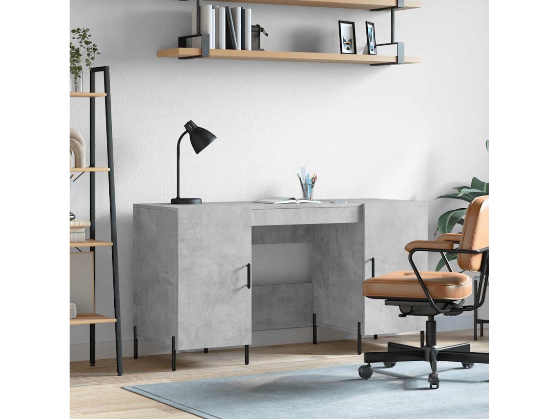 Vidaxl Secretária 140x50x75 Cm Derivados De Madeira Cinza Cimento