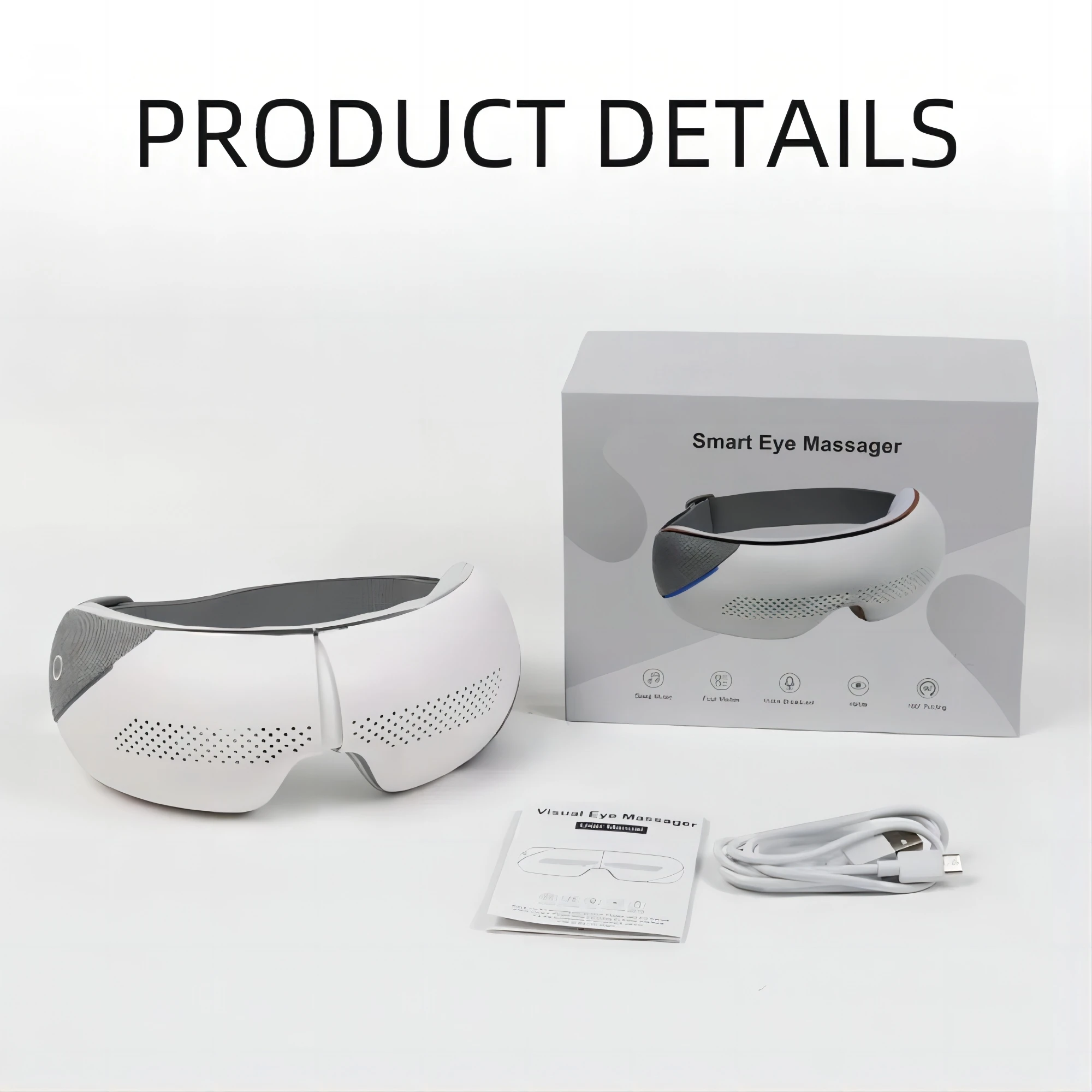 (Branco) Massageador Visual para Olhos com Música Bluetooth e Máscara de Dormir para Cuidados com os Olhos