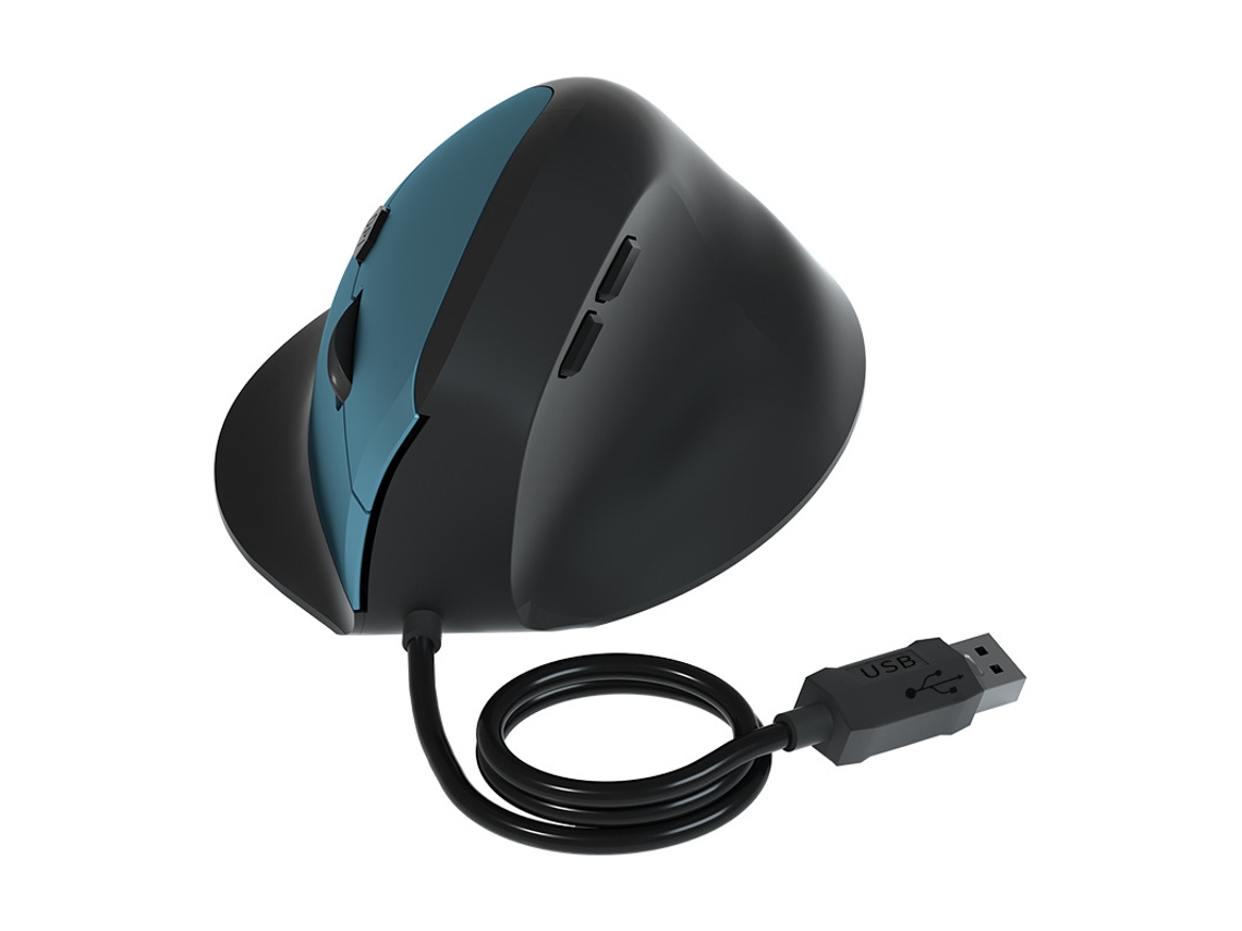 Mouse Vertical Ergonômico Com Fio E Ajuste De Dpi De 3 Níveis Azul Cuich