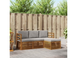 Vidaxl Conjunto De Sofás Para Exterior 4 Pcs Cinza Natural E Claro