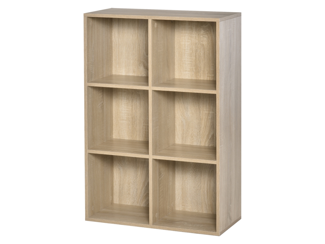 Estante de livros de 3 níveis com 6 compartimentos 65.5x30x97.5cm Carvalho BTFORUS