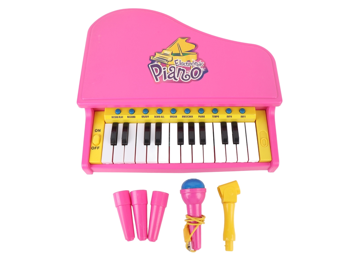 Mali brinquedo Piano Eletrônico Infantil 23 Teclas com Microfone 15 Músicas Multifuncional