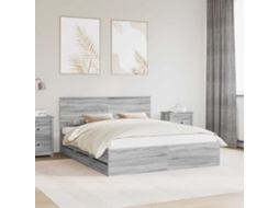 Vidaxl Estrutura Da Cama Com Gaveta Cinza Sonoma 160 X 200 Cm