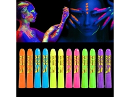 2026rebe kit de 12 Crayones de Pintura Corporal Y Facial Fluorescente, Glow En Luz Negra, Lavable, Seguro para Niños Y Adultos
