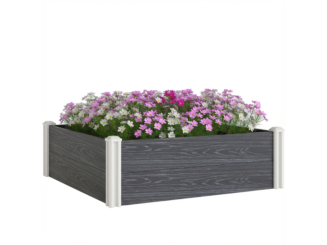 Canteiro de Vinil S/MARCA com fundo aberto, entrelaçado, 102x102x33cm cinza