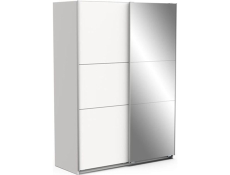Armário branco fosco - 2 portas de correr em espelho - 148 x 59,8 x 203 cm DEMEYERE