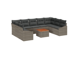 Conjunto 10 Móveis De Jardim Vidaxl Cinzento Vime Pe (289 X 178.5 X 69 Cm)