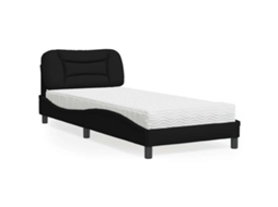 Vidaxl Cama Com Colchão Hvar 90x190 Cm Tecido Preto