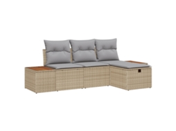 Conjunto 4 Conjunto De Sofá De Jardim Vidaxl Bege Vime Pe (55 X 55 X 37 Cm)