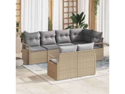 Vidaxl Conjunto De Sofás 7 Pcs Bege Vime Pe