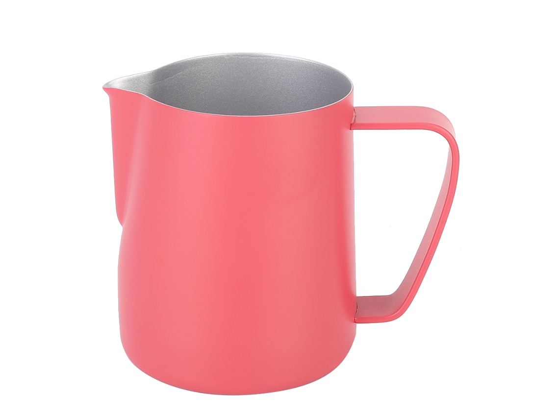 Jarra Leite 600ml em aço inoxidável para latte art, café em casa, rosa vermelho Brilvibera