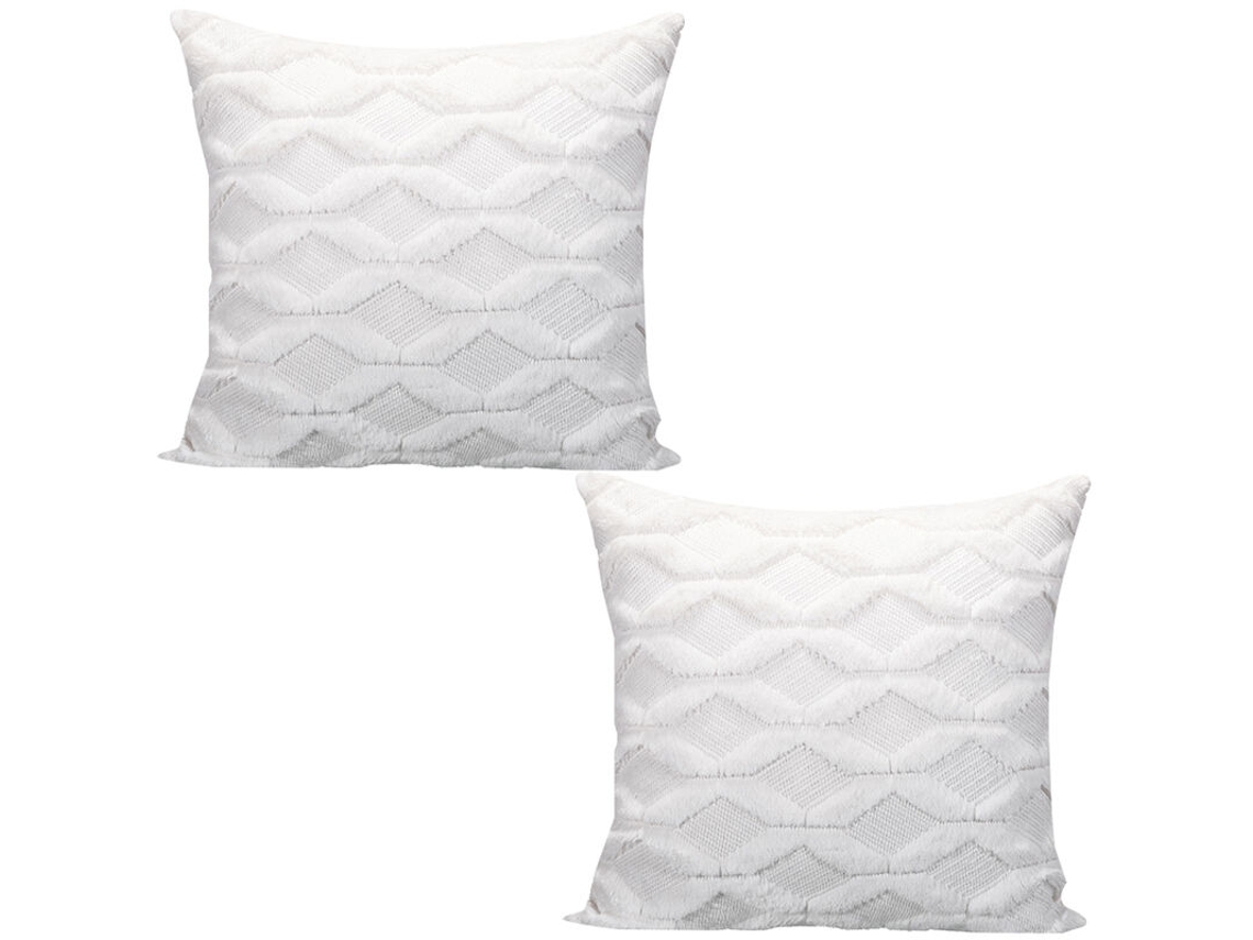 Conjunto De 2 Fronhas Decorativas, Capas De Almofada De Pelúcia Para Sofá, Quarto, Quadrado, Branco, 18 X 18 Polegadas