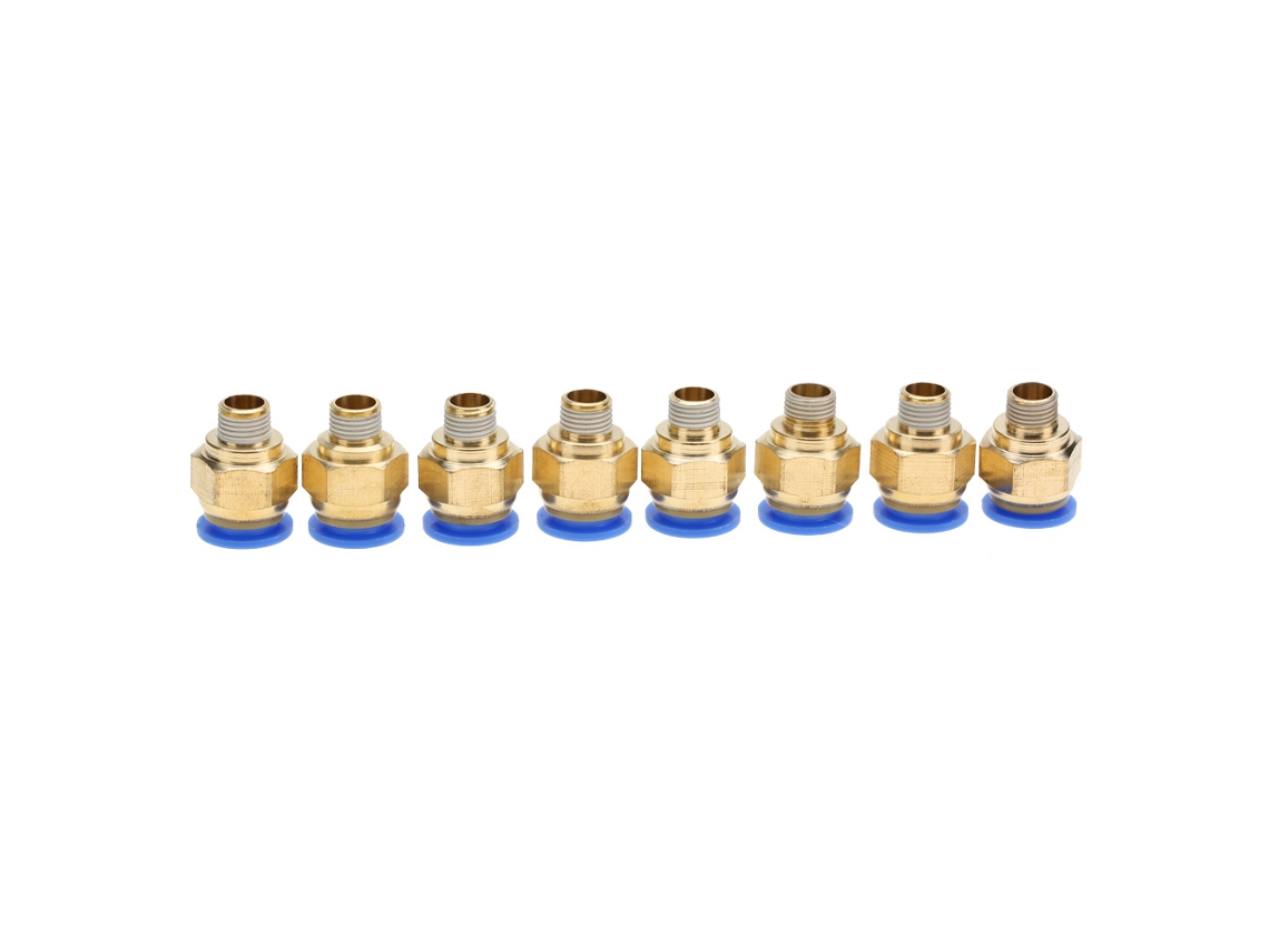 Conector Rápido Pneumático Reto Rosca Macho 8mm