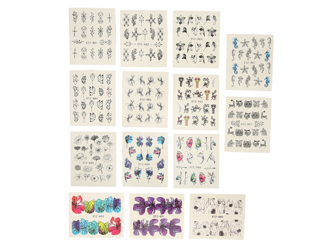 14pcs Adesivos De Unhas Ecológicos Estilos Diferentes Duráveis Decoração De Unhas E Dedos Do Pé Para Mulheres