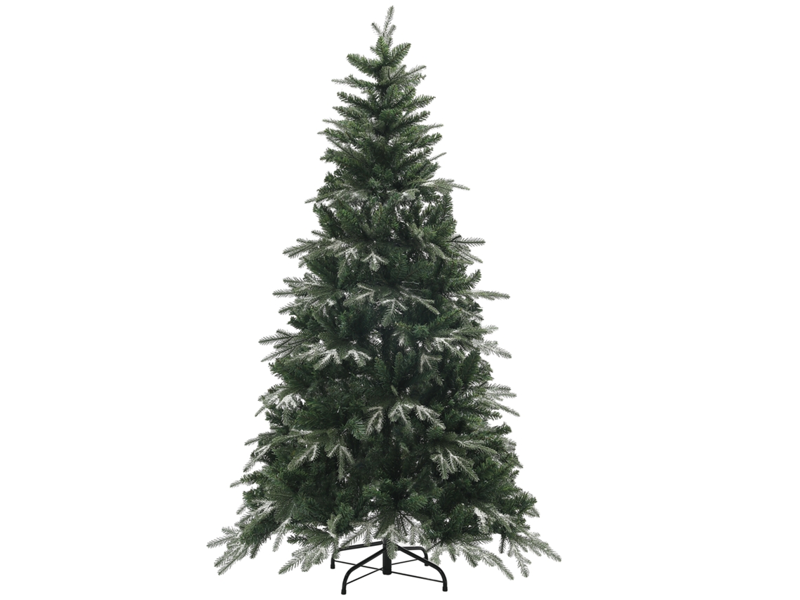 Árvore Natal Artificial 180cm, Flocos Neve+850galhos Retardantes Fogo, Base Aço, Verde Ge