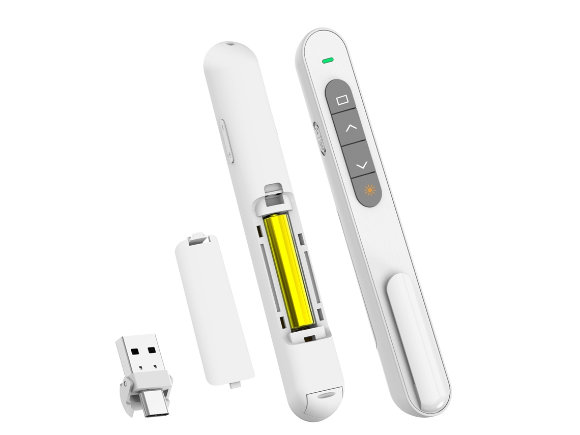 Caneta De Apresentação Sem Fios Com Laser Vermelho, Dupla Interface Usb E Type-c, Controlo De Slides Para Aulas E Reuniões