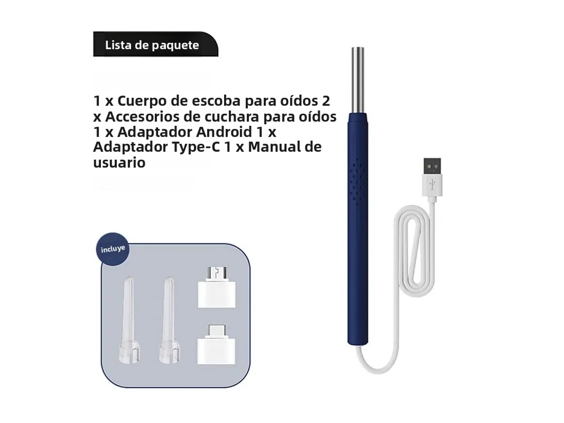 (azul) Mini Câmera Endoscópica Inteligente Para Limpeza De Ouvidos Em Formato De Colher