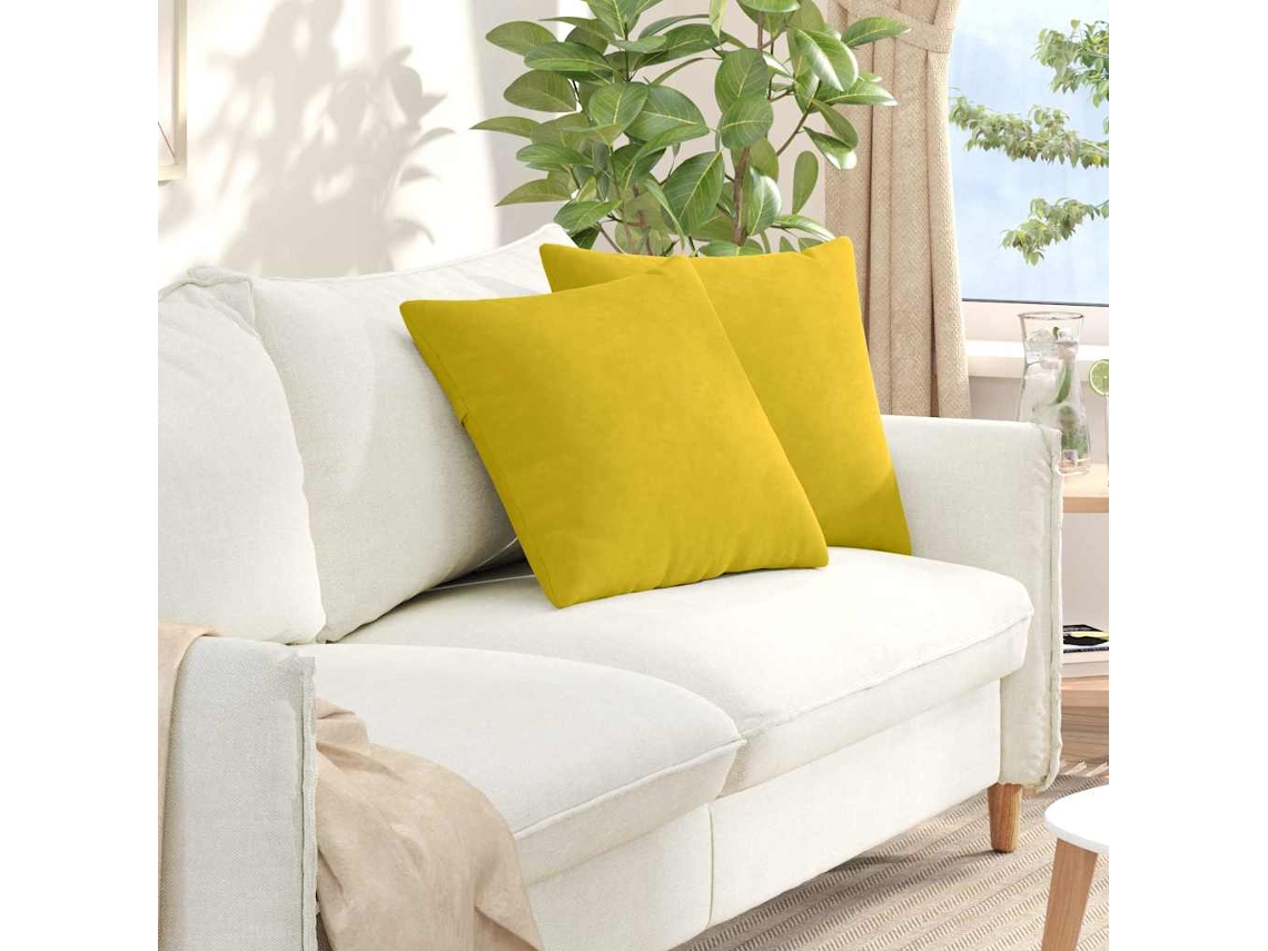 Vidaxl Travesseiros De Sofá 2 Pcs Amarelo 50 X 50 Cm