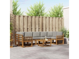 Vidaxl Conjunto De Sofás Para Exterior 8 Unid. Cinza Natural E Claro