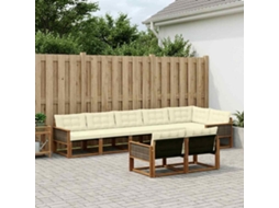 Vidaxl Conjunto De Sofás Para Exterior 8 Unid. Natural E Creme