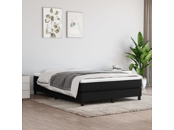 Cama Com Molas/colchão 160x200 Cm Tecido Preto