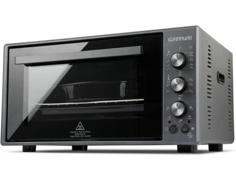 Mini-forno G3 FERRARI G10092 Titanium (Capacidade: 35 L - 1320 W) — A alta temperatura interna, pode chegar a mais de 300 graus, e a bandeja redonda especial, torna este forno muito bom também para cozinhar pizza e pratos similares.