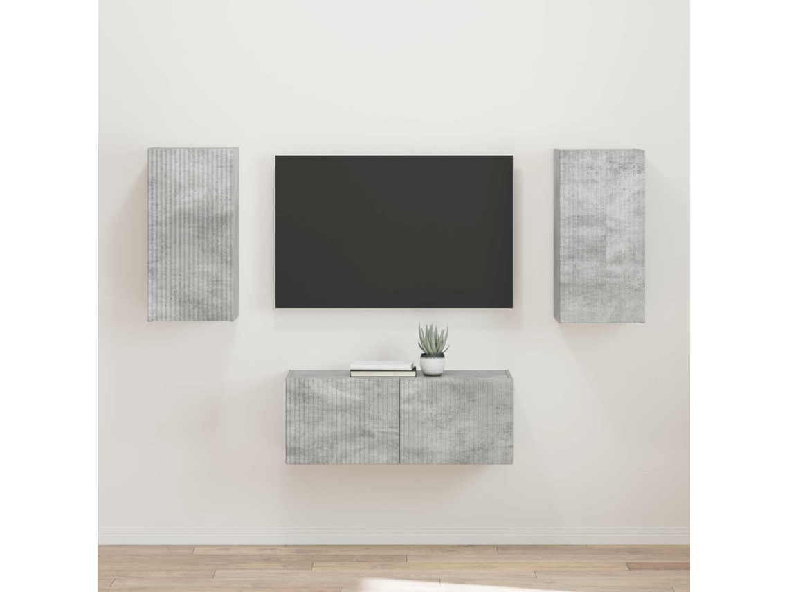 Vidaxl Conjunto De Móvel De Tv 2 Pcs Cinzento Madeira Processada