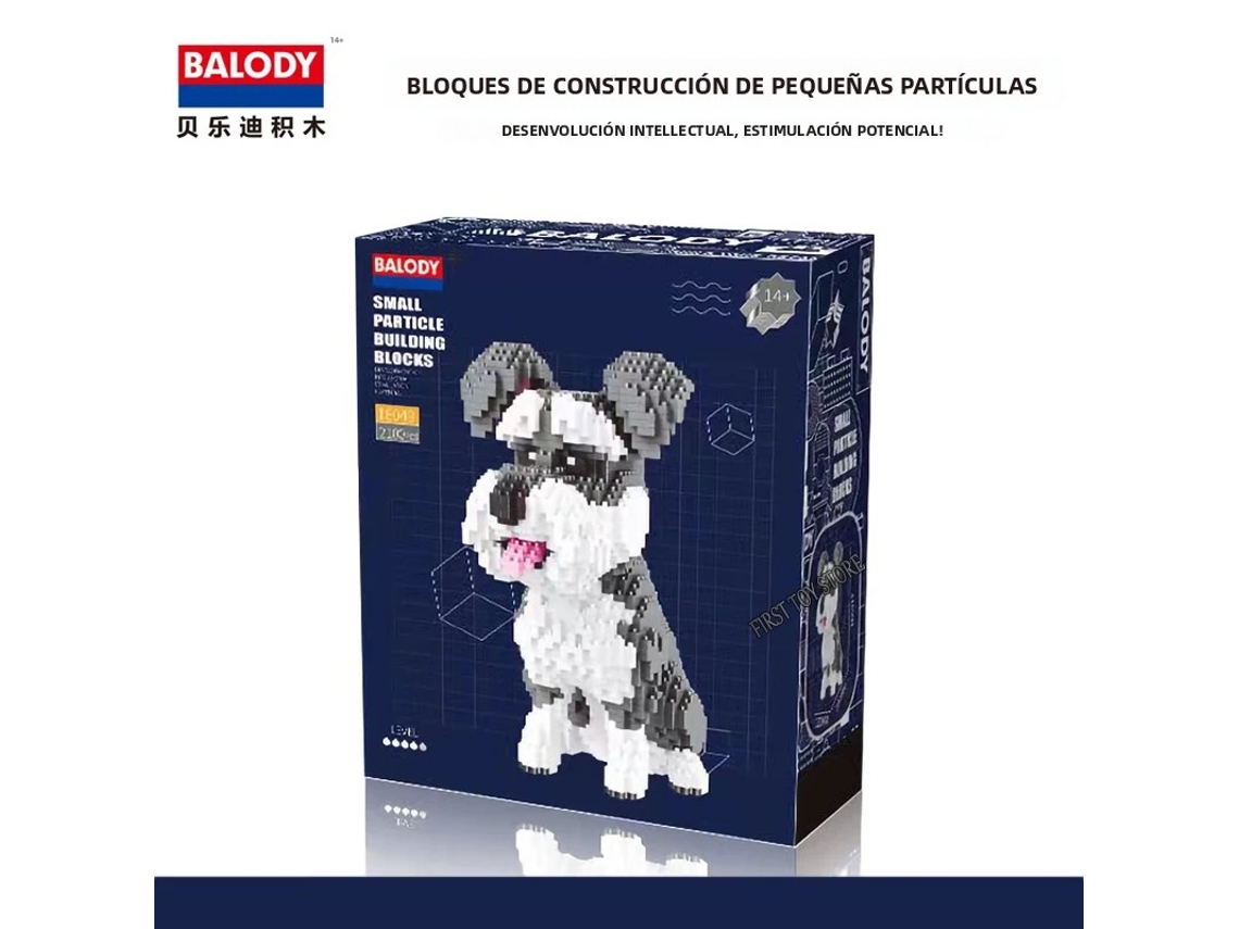 Miniatura de Brinquedo de Montar em Blocos, Representando um Cachorro e um Gato de Desenho Animado MDUG (estilo 1)