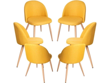 Pack 6 Cadeiras  Vint (Amarelo - 38 x 74 x 43 cm - Pano - Aço Reforçado)