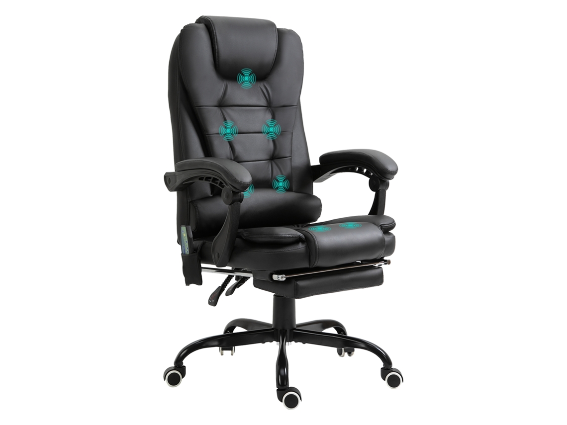 Cadeira De Massagem, Cadeira Ergonômica Com Fio, Apoio Para Os Pés Retrátil E Giro De 360°, Preta.ergonômica E Confortável, Com Altura