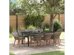 Vidaxl Conjunto De Jantar Para Jardim 9 Unid. Cinzeto Vime Pe
