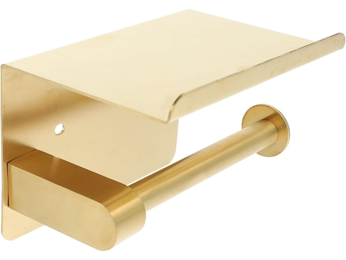 Suporte E Organizador De Papel Higiênico Pretyzoom, Em Aço Inoxidável Dourado, Com Plataforma Superior Removível Para