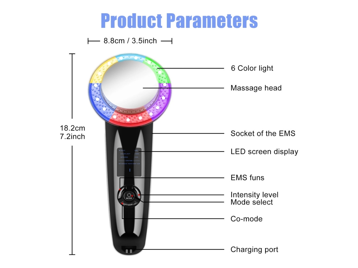 Massageador Corporal Emagrecedor Ems, Máquina De Cavitação Ultrassônica, Queimador De Gordura, Terapia 3 Em 1, Preto SUNNY SPACES